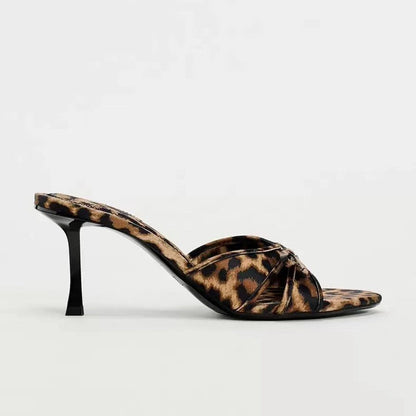 Bow Leopard Kitten Heel Sandals - JDrop.Shop