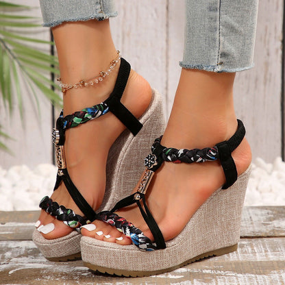 Braided Strap Wedge Sandals - JDrop.Shop