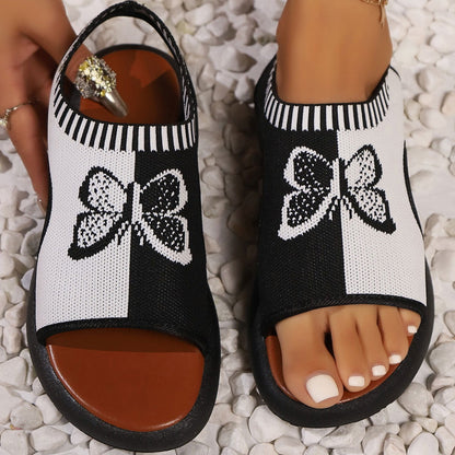 Butterfly Contrast Open Toe Sandals - JDrop.Shop