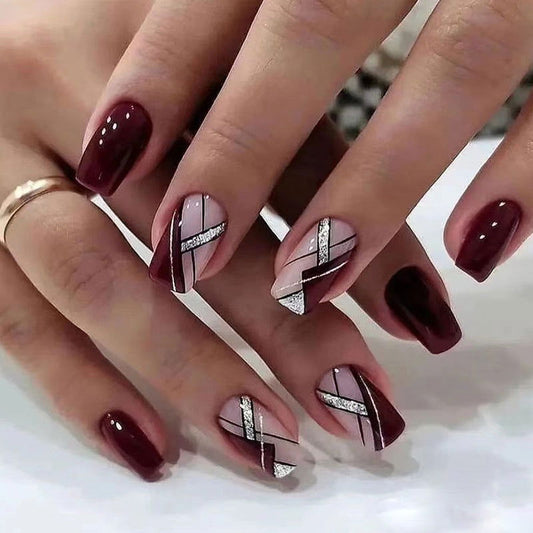 Chic Plaid Patterned Nails - JDrop.Shop