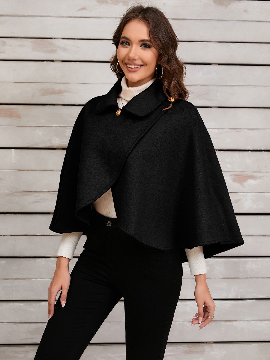 Collared Neck Cropped Cape - JDrop.Shop