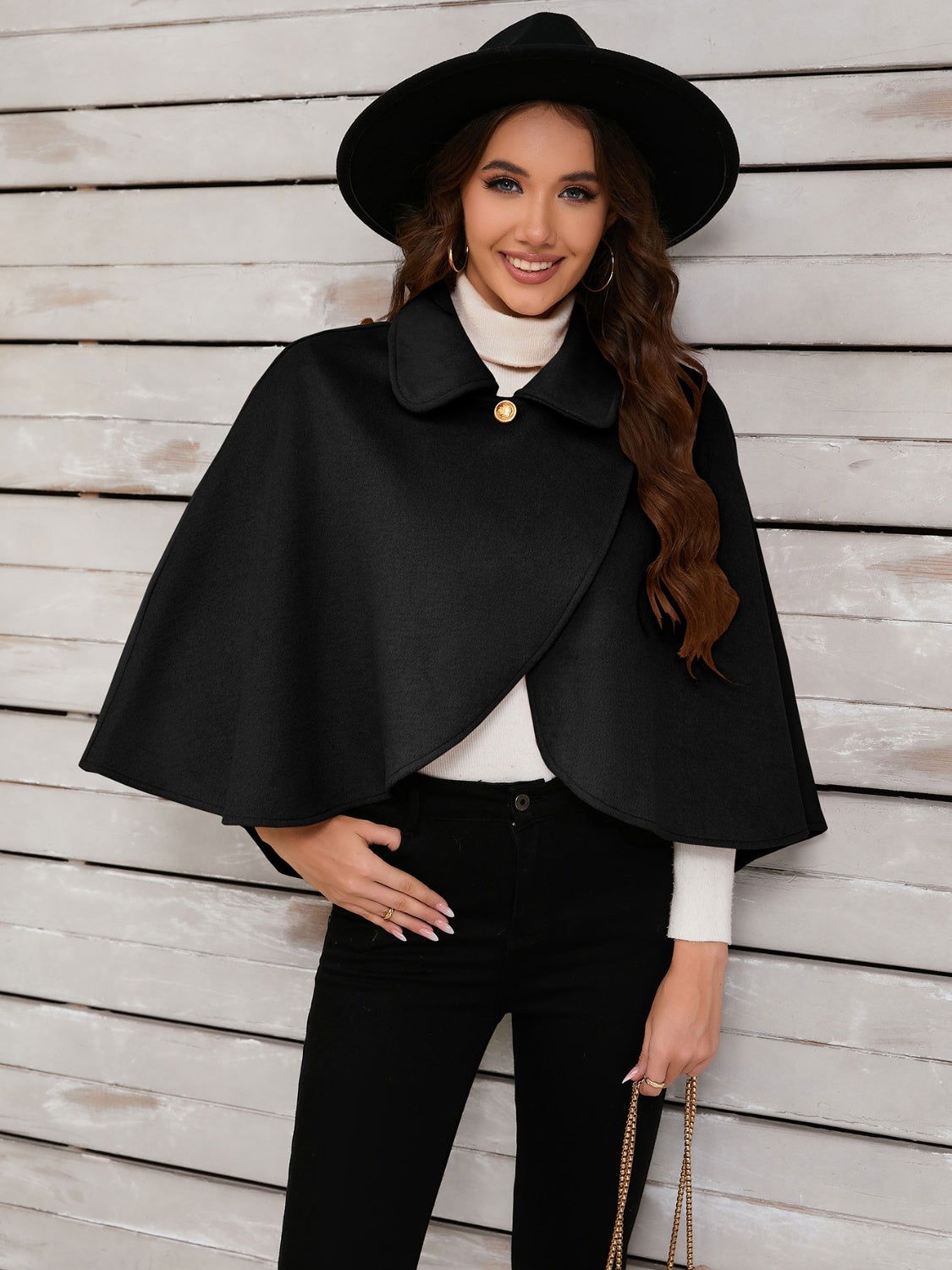 Collared Neck Cropped Cape - JDrop.Shop