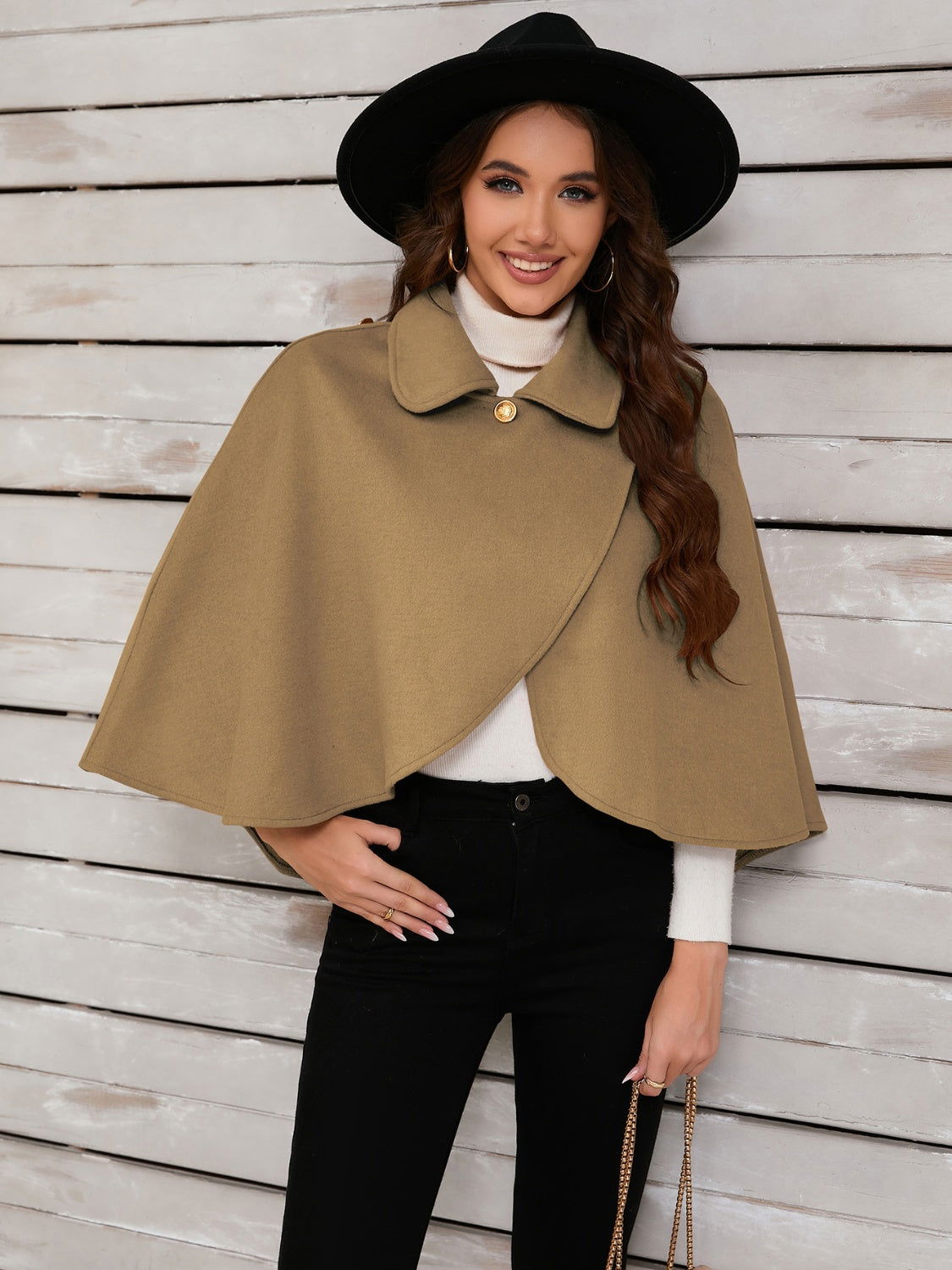 Collared Neck Cropped Cape - JDrop.Shop