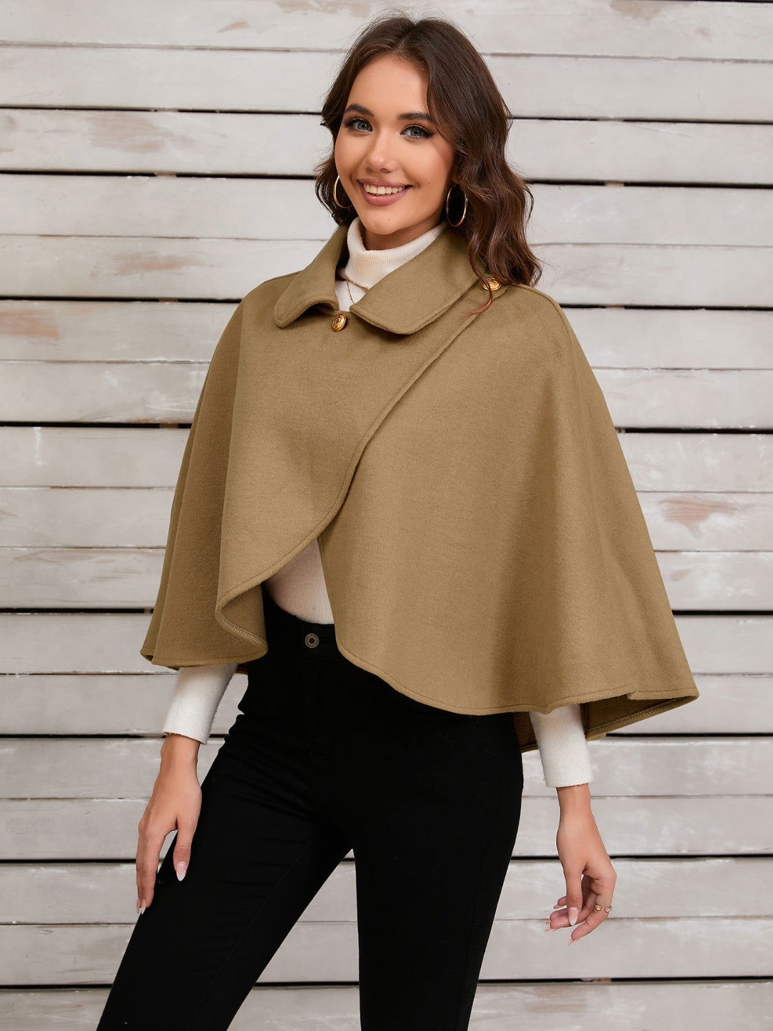 Collared Neck Cropped Cape - JDrop.Shop