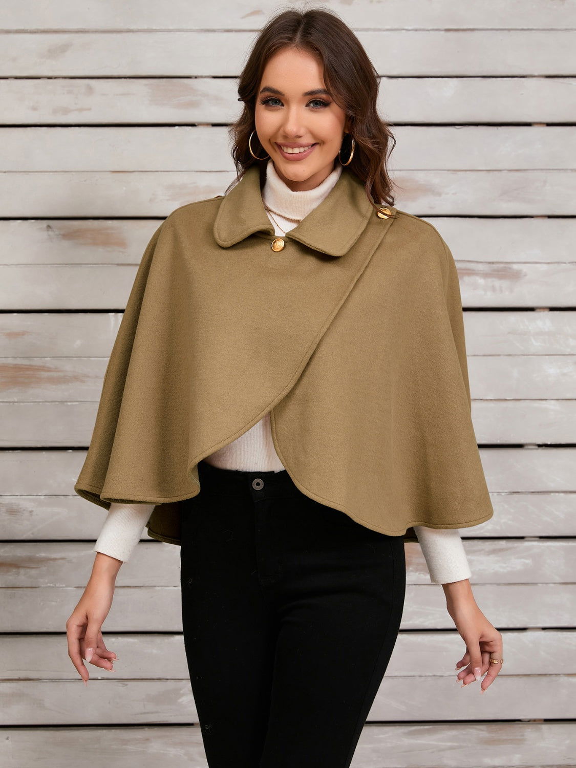 Collared Neck Cropped Cape - JDrop.Shop