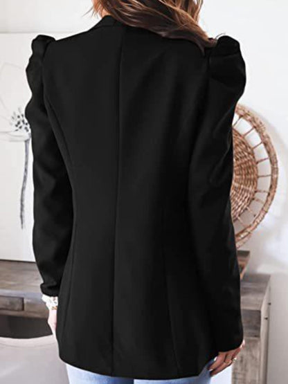 Collared Neck Puff Sleeve Blazer - JDrop.Shop