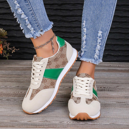 Contrast Round Toe Flat Sneakers - JDrop.Shop