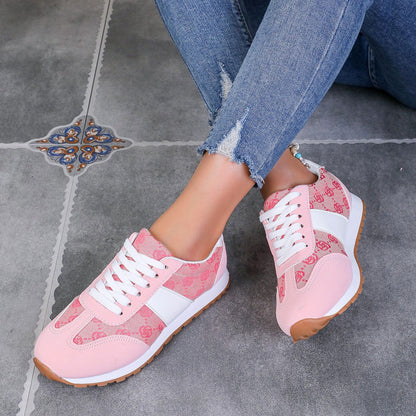 Contrast Round Toe Flat Sneakers - JDrop.Shop