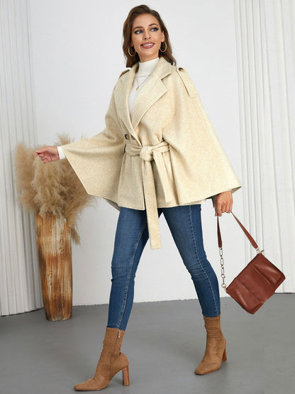 Double-Breasted Tie Waist Poncho - JDrop.Shop