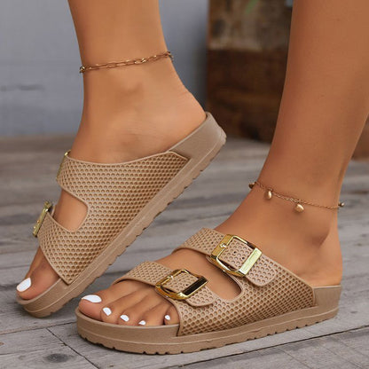 Double Buckle Open Toe Sandals - JDrop.Shop