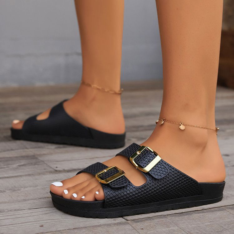 Double Buckle Open Toe Sandals - JDrop.Shop