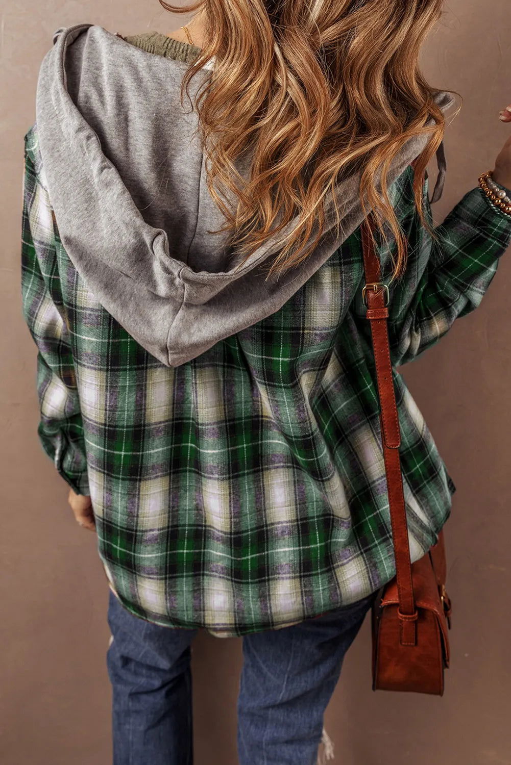 Drawstring Pocketed Plaid Hooded Jacket - JDrop.Shop