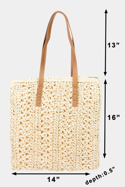 Fame Straw Braided Tote Bag - JDrop.Shop