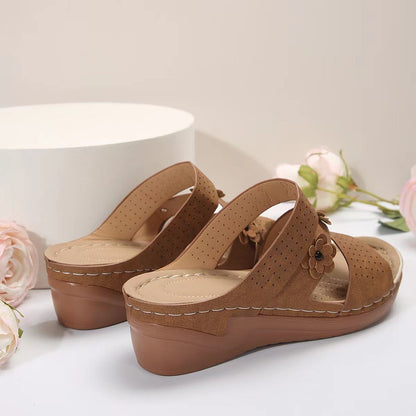 Flower PU Leather Wedge Sandals - JDrop.Shop