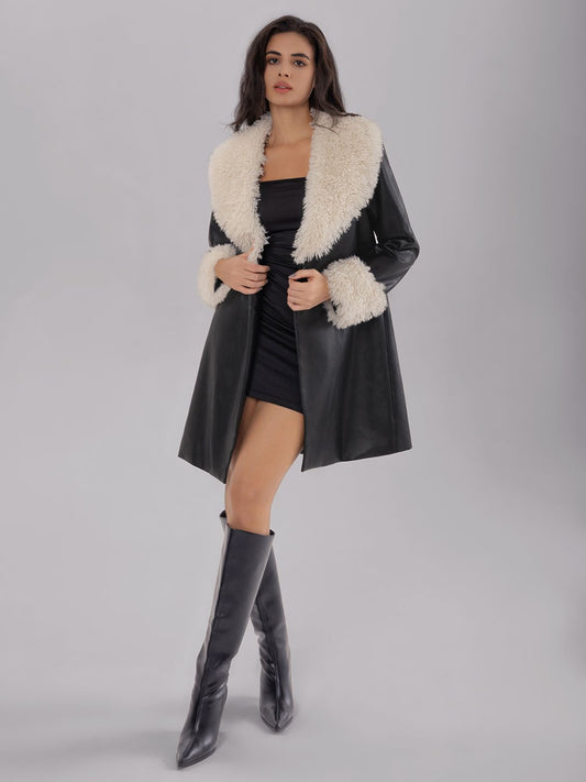 Fuzzy Long Sleeve Longline Coat - JDrop.Shop