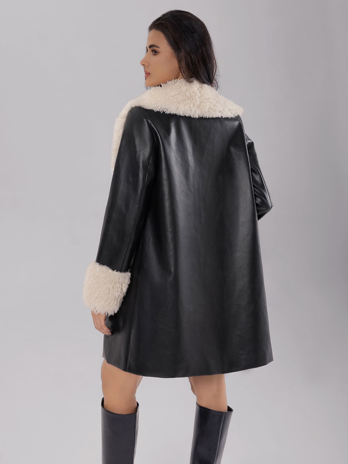 Fuzzy Long Sleeve Longline Coat - JDrop.Shop