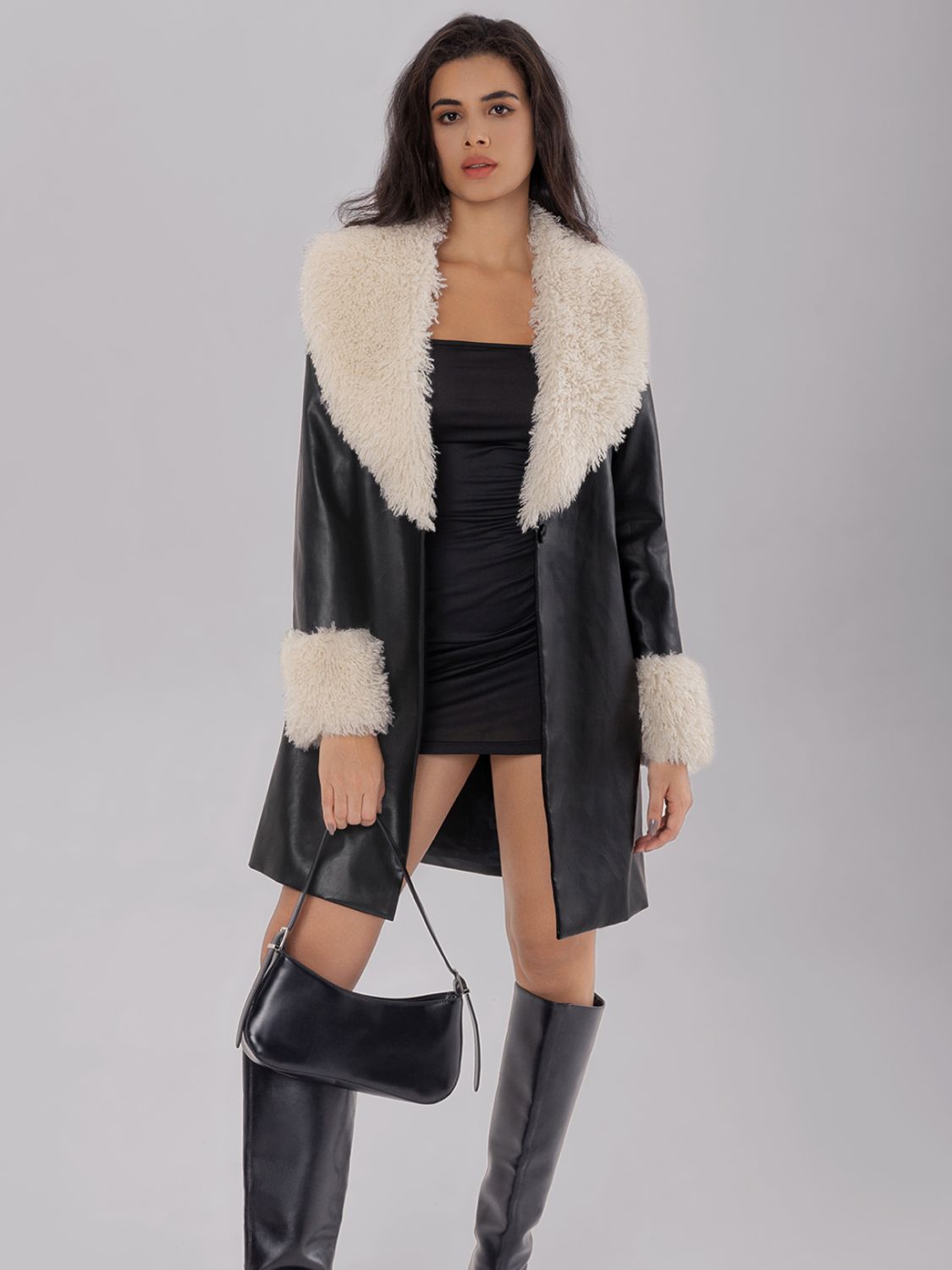 Fuzzy Long Sleeve Longline Coat - JDrop.Shop