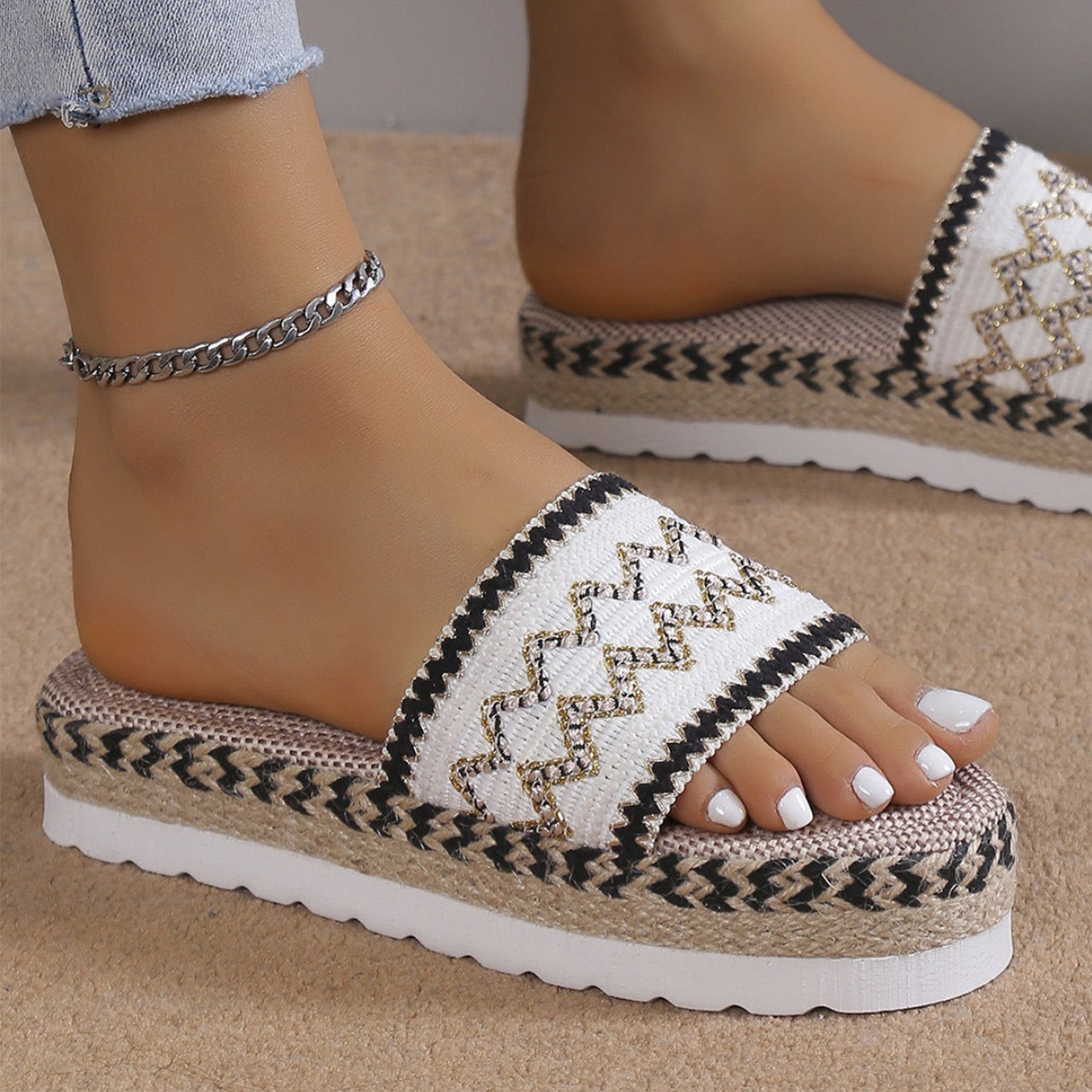 Geometric Weave Platform Sandals - JDrop.Shop