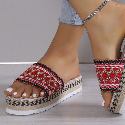 Geometric Weave Platform Sandals - JDrop.Shop