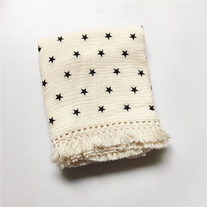 Infant Cotton Printed Tassel Blanket - JDrop.Shop