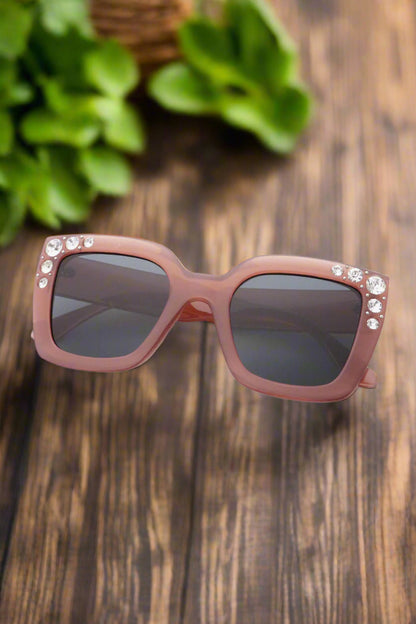 Inlaid Rhinestone Polycarbonate Sunglasses - JDrop.Shop