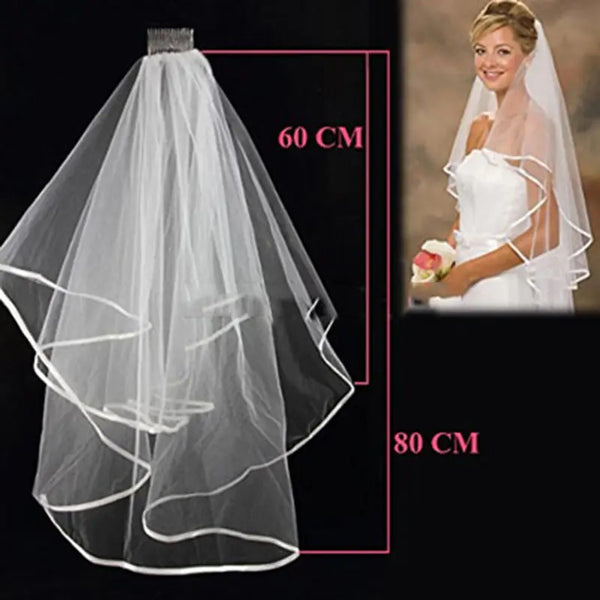 White Lace Bridal Veils with Comb Short Two Layer Elegant Vintage Wedding Veils for Bride Cosplay Costume Hair Accessor