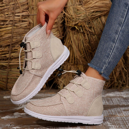 Lace-Up Round Toe Flat Sneakers - JDrop.Shop