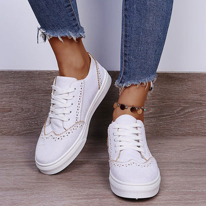 Lace-Up Suedette Flat Sneakers - JDrop.Shop