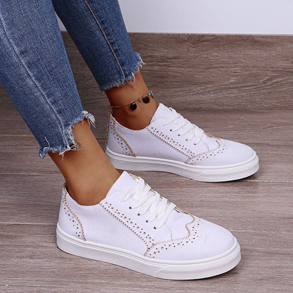 Lace-Up Suedette Flat Sneakers - JDrop.Shop