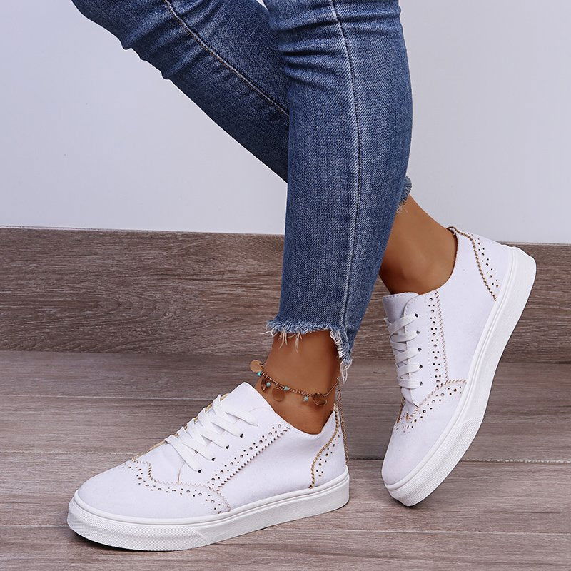 Lace-Up Suedette Flat Sneakers - JDrop.Shop