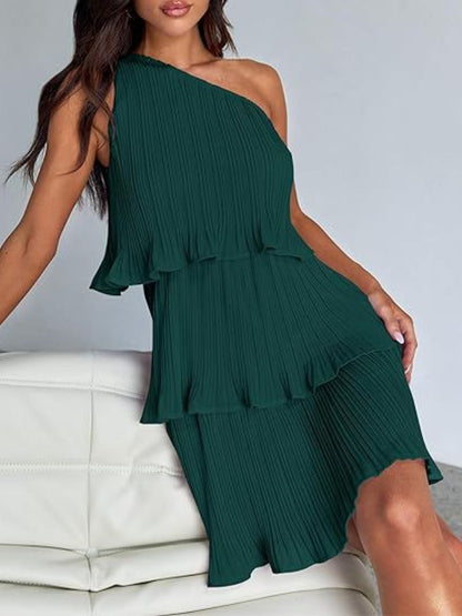 Layered Single Shoulder Mini Dress - JDrop.Shop