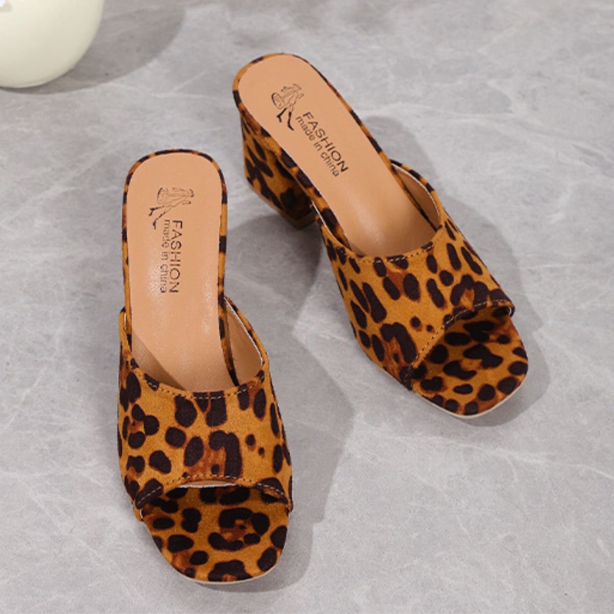 Leopard Block Heel Suede Sandals - JDrop.Shop