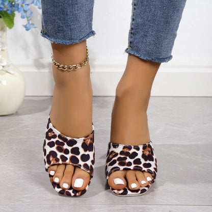 Leopard Block Heel Suede Sandals - JDrop.Shop