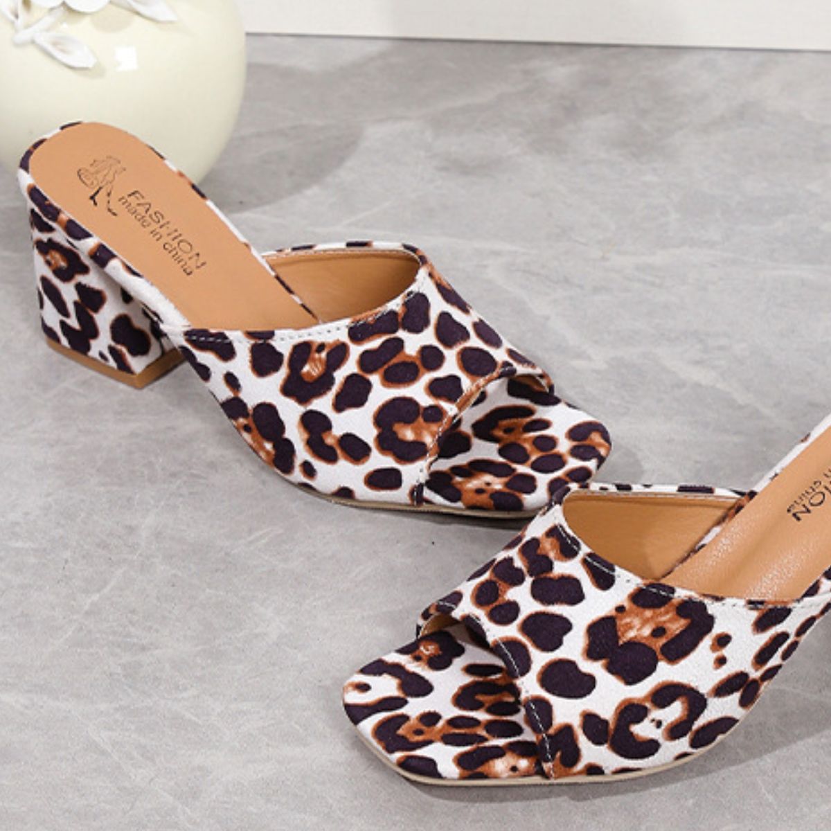 Leopard Block Heel Suede Sandals - JDrop.Shop