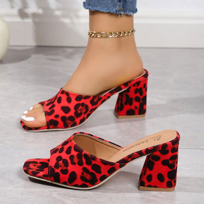 Leopard Block Heel Suede Sandals - JDrop.Shop