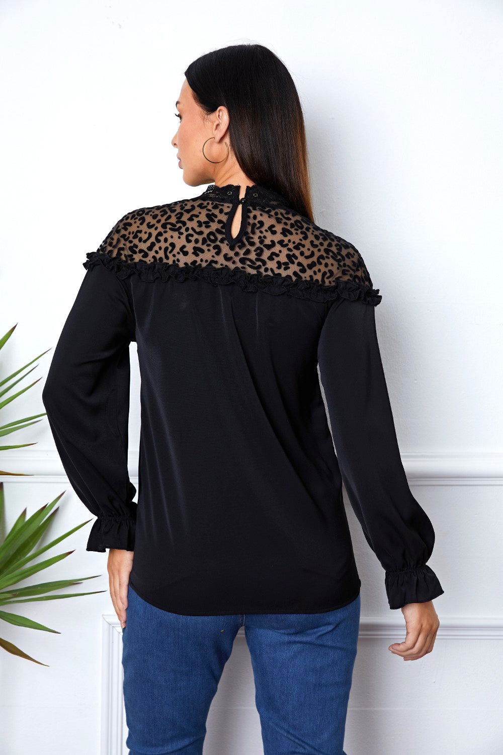 Leopard Frill Flounce Sleeve Blouse - JDrop.Shop