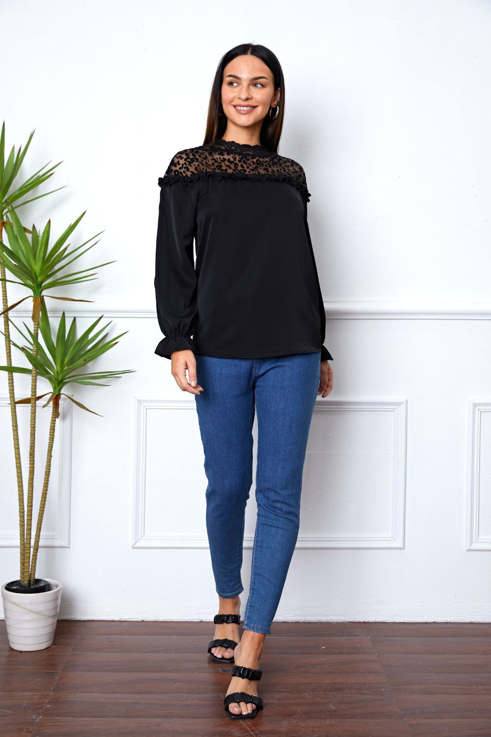 Leopard Frill Flounce Sleeve Blouse - JDrop.Shop