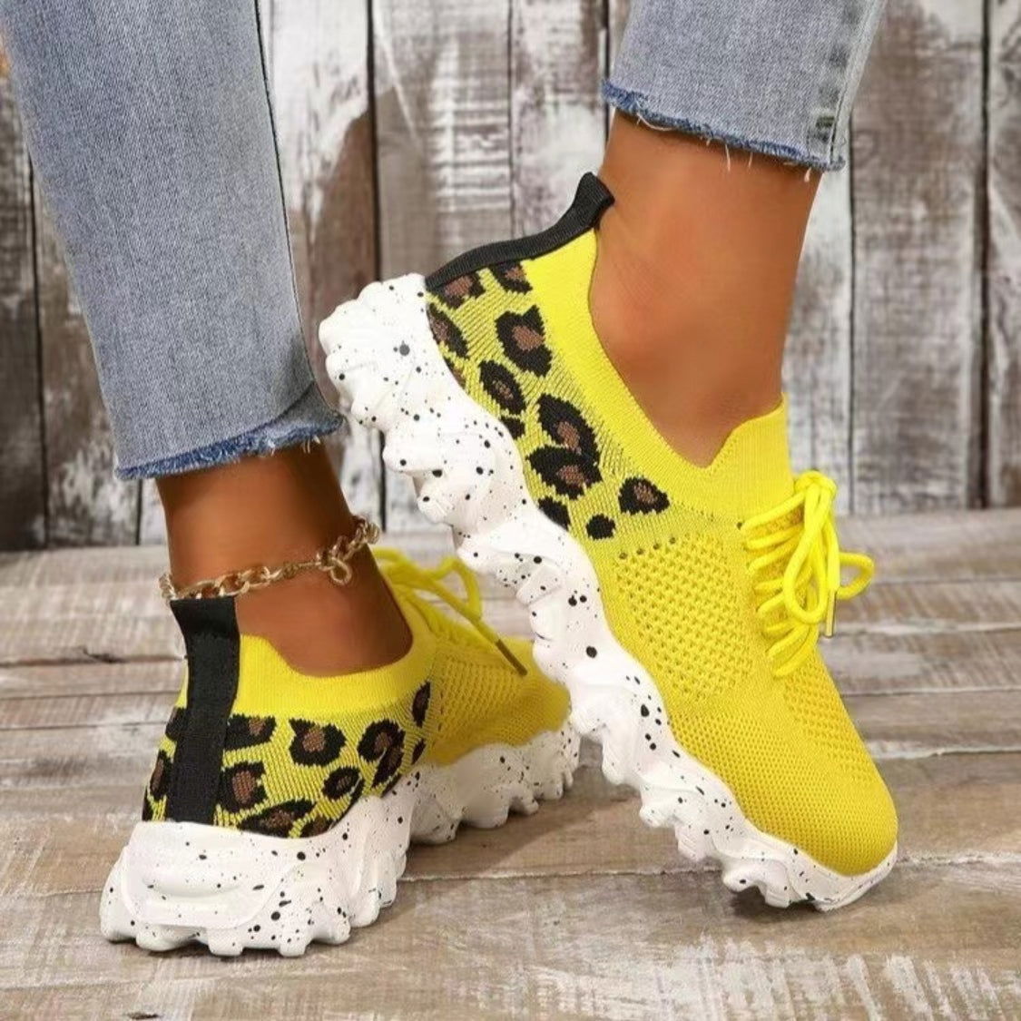 Leopard Mesh Round Toe Athletic - JDrop.Shop