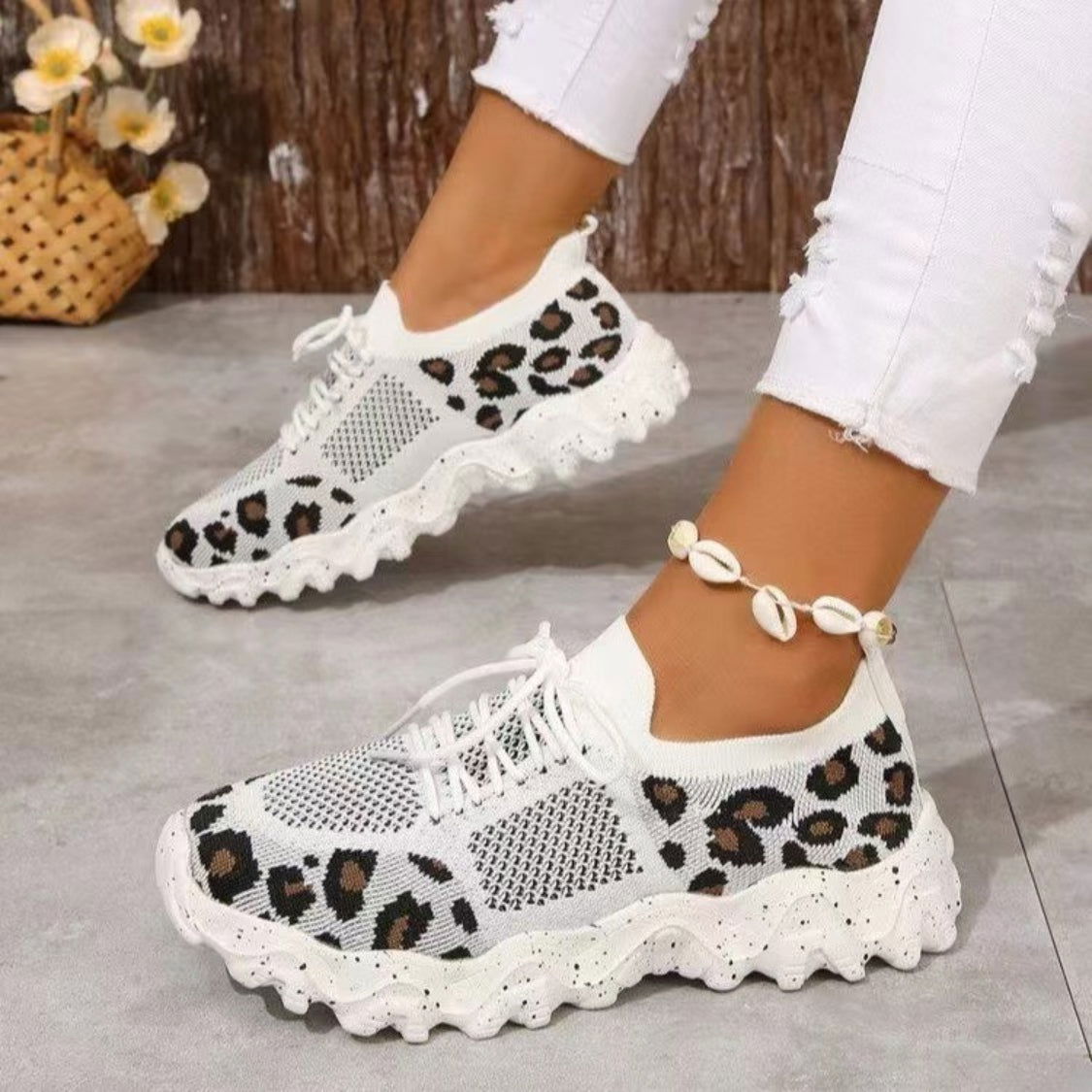 Leopard Mesh Round Toe Athletic - JDrop.Shop