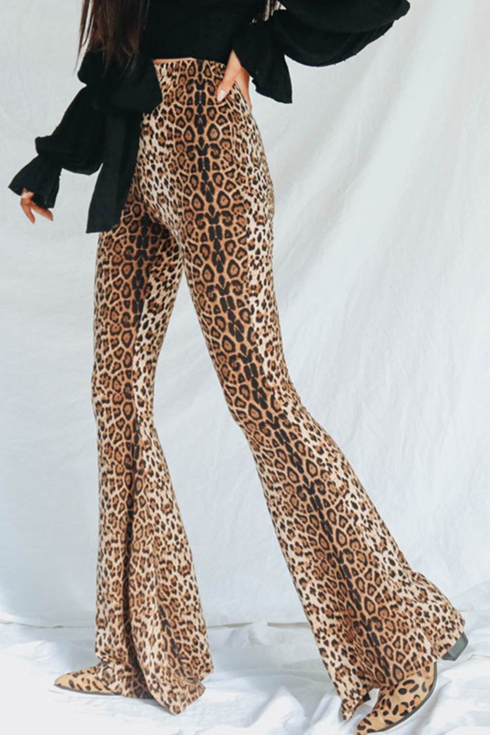 Leopard Print Flare Leg Pants - JDrop.Shop