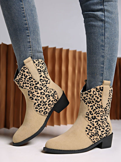 Leopard Suede Block Heel Boots - JDrop.Shop