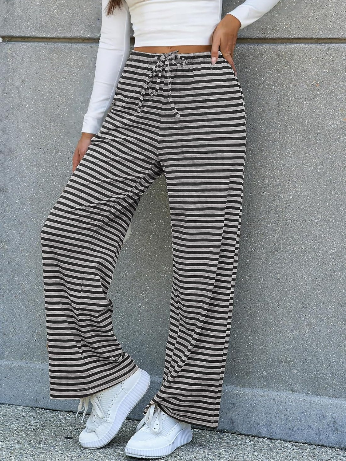 Lovelet Striped Wide Leg Pants - JDrop.Shop