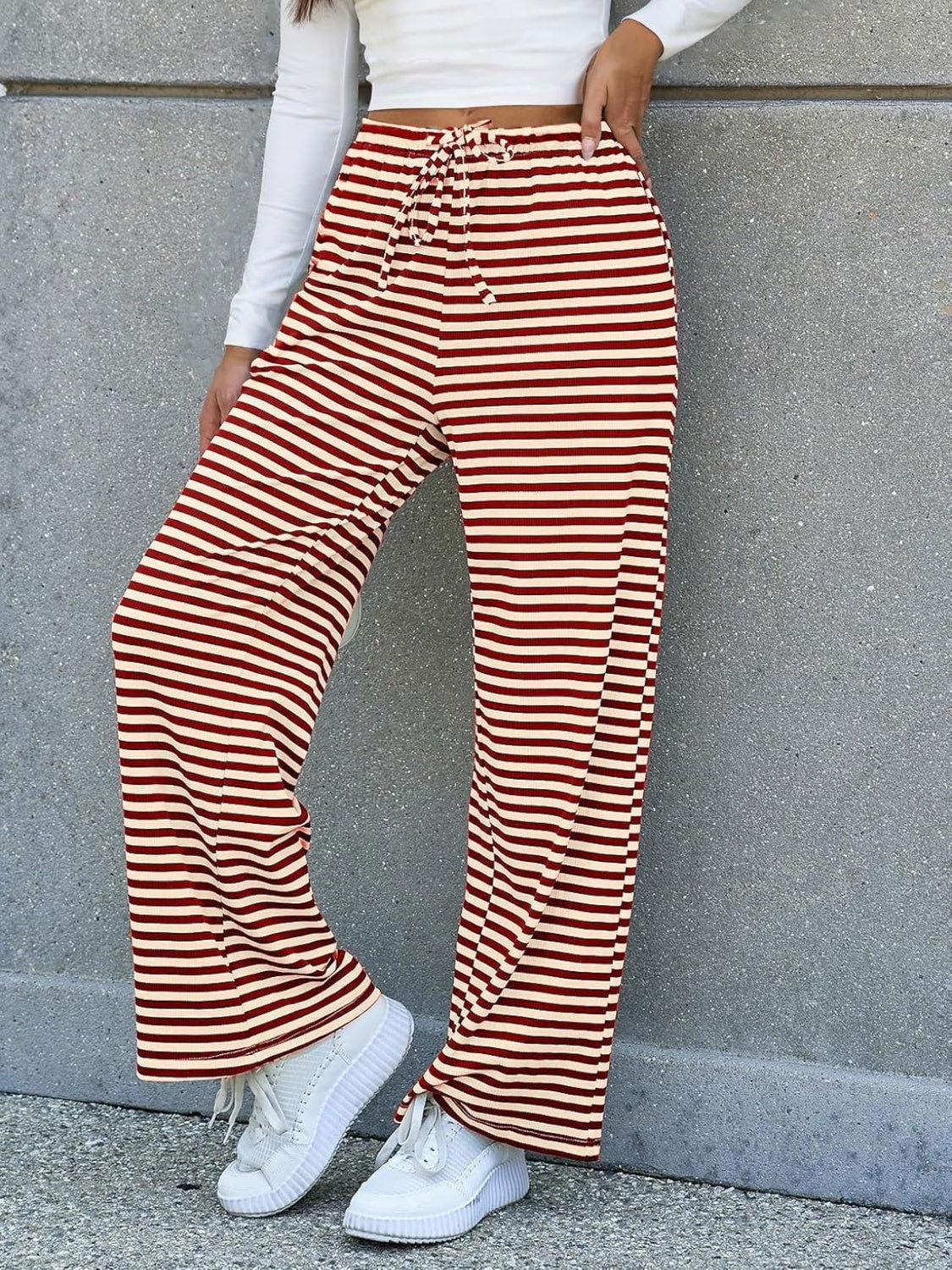 Lovelet Striped Wide Leg Pants - JDrop.Shop