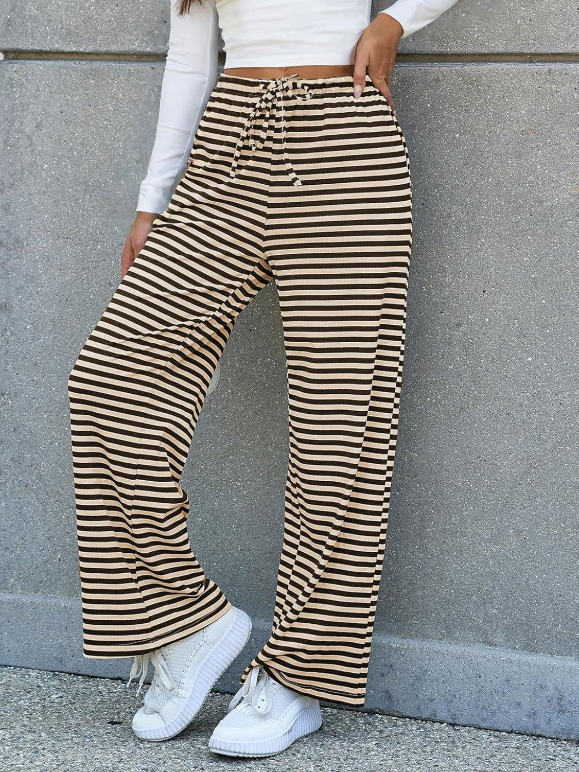 Lovelet Striped Wide Leg Pants - JDrop.Shop