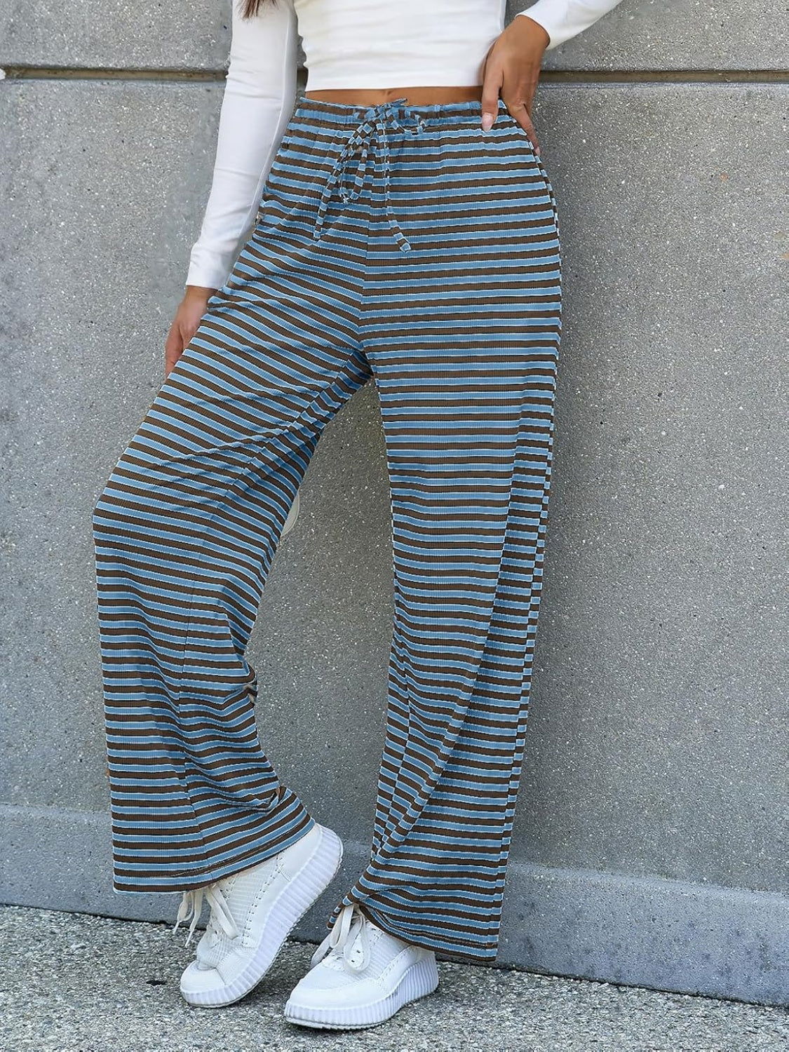 Lovelet Striped Wide Leg Pants - JDrop.Shop