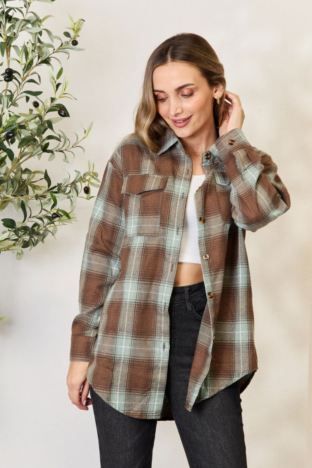 Mandy Plaid Dropped Shoulder Shirt - JDrop.Shop