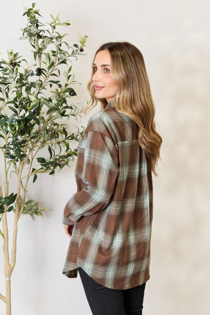 Mandy Plaid Dropped Shoulder Shirt - JDrop.Shop