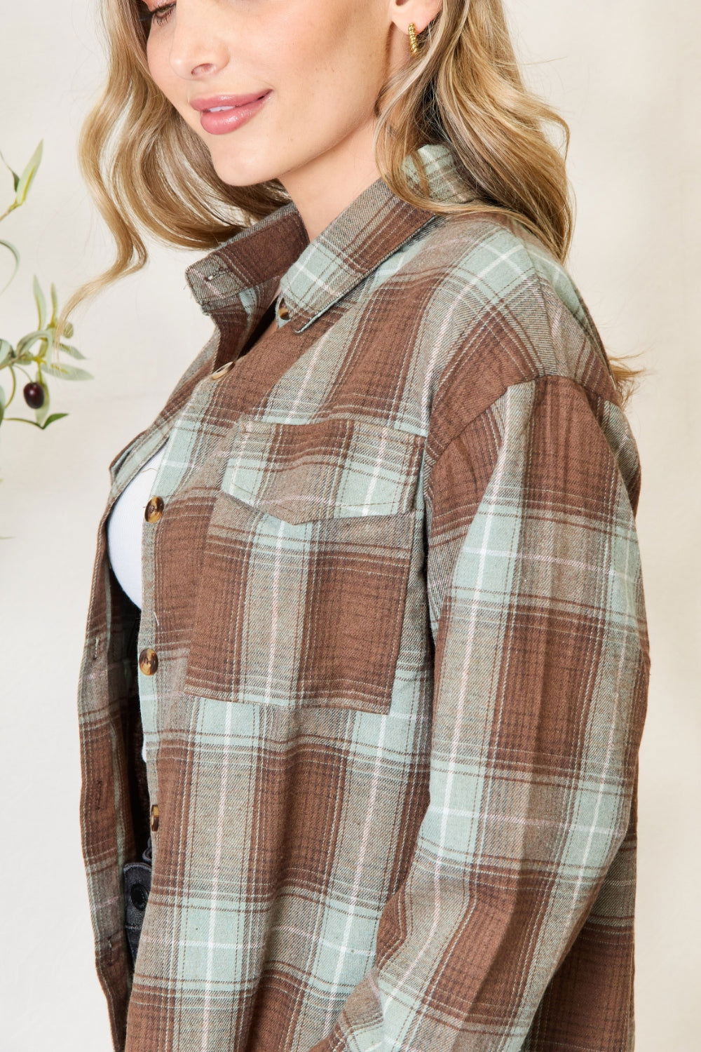 Mandy Plaid Dropped Shoulder Shirt - JDrop.Shop