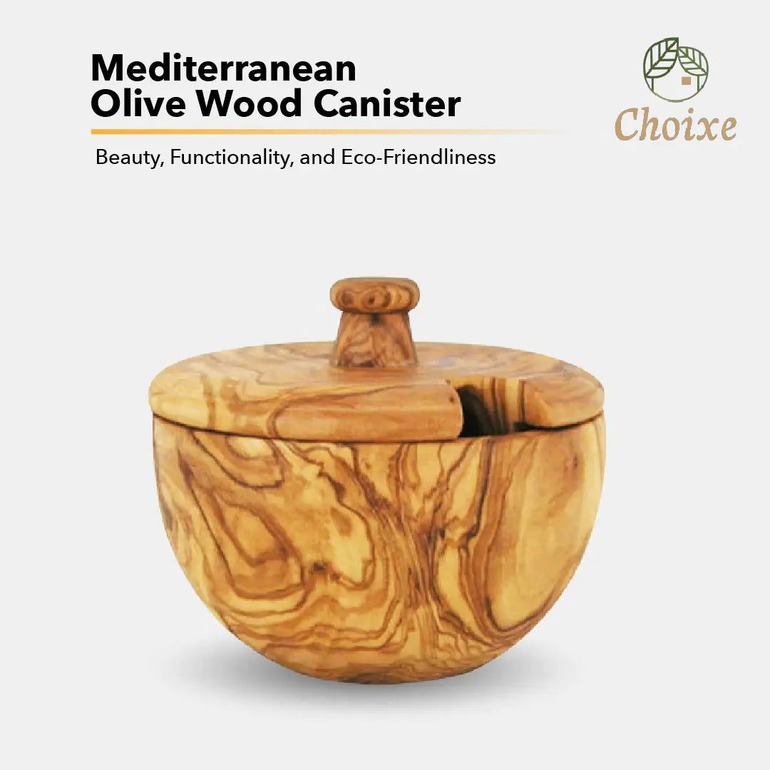 Mediterranean Olive Wood Canister - JDrop.Shop