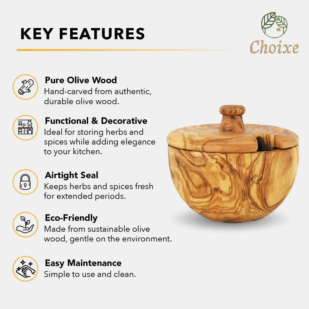 Mediterranean Olive Wood Canister - JDrop.Shop